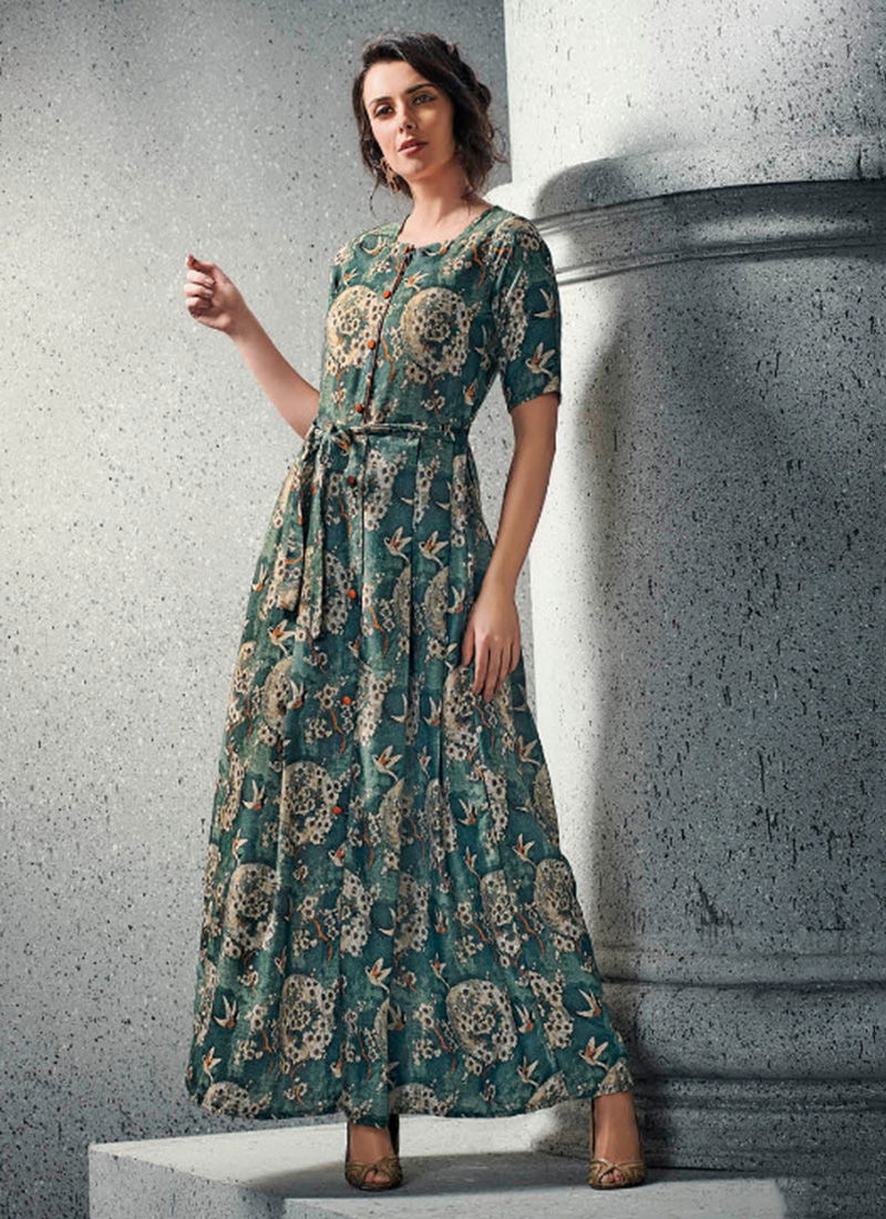 Shades Vol 2 Cotton Silk Satin Digital Print New Designer Long Kurti Collection 4191-4198